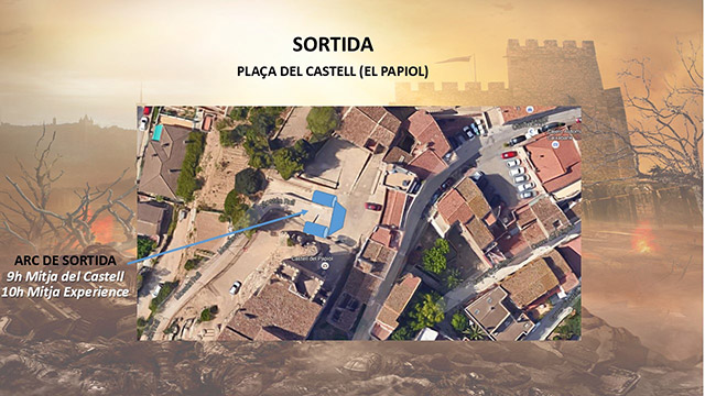 mapa duchas y parking mitja del castell 2023