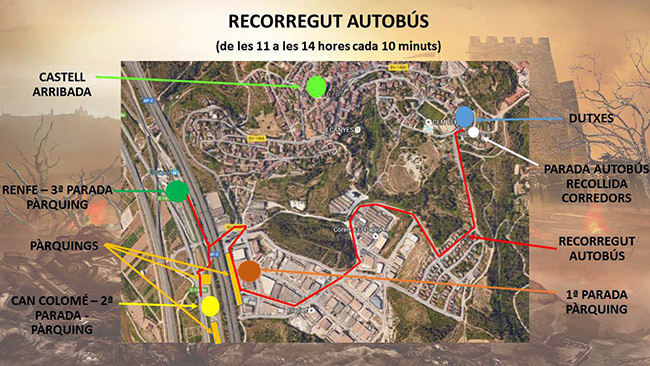 mapa bus recorrido trail mitja del castell 2016