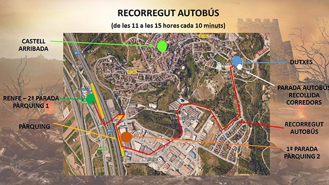 mapa bus recorrido trail mitja del castell 2017