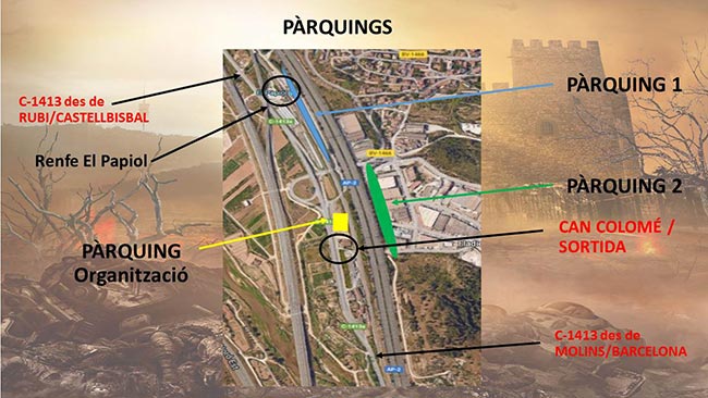 mapa parquings trail mitja del castell 2017